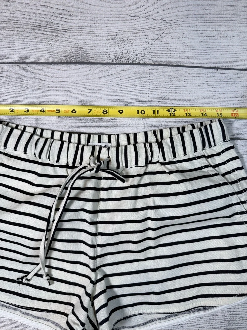 J. Crew White and Black Striped Cotton Drawstring Athletic Shorts